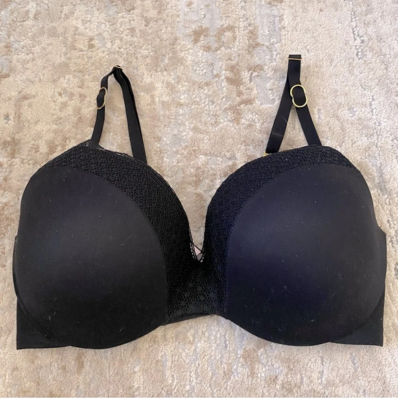 Victoria’s Secret Incredible Perfect Shape Solid Black Underwired Bra: 34DD - Picture 1 of 7